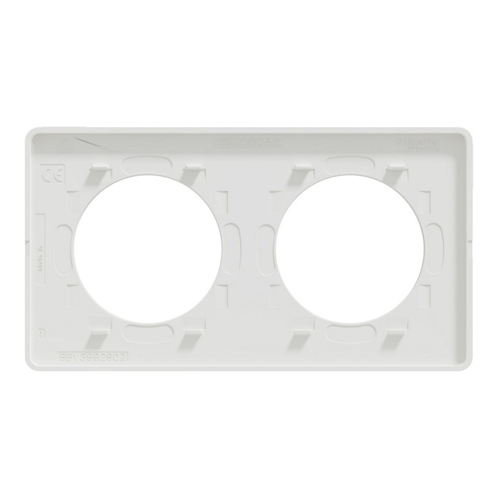 Plaque de finition double Schneider Electric Odace Touch aluminium martelé blanc