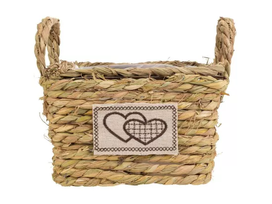 Panier en corde tressée marron 19x19x13h