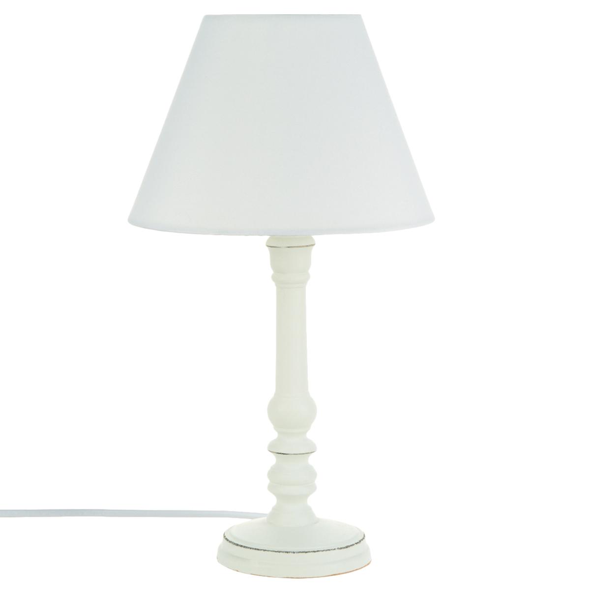 LAMPE BOIS BLANC LEO H.35CM