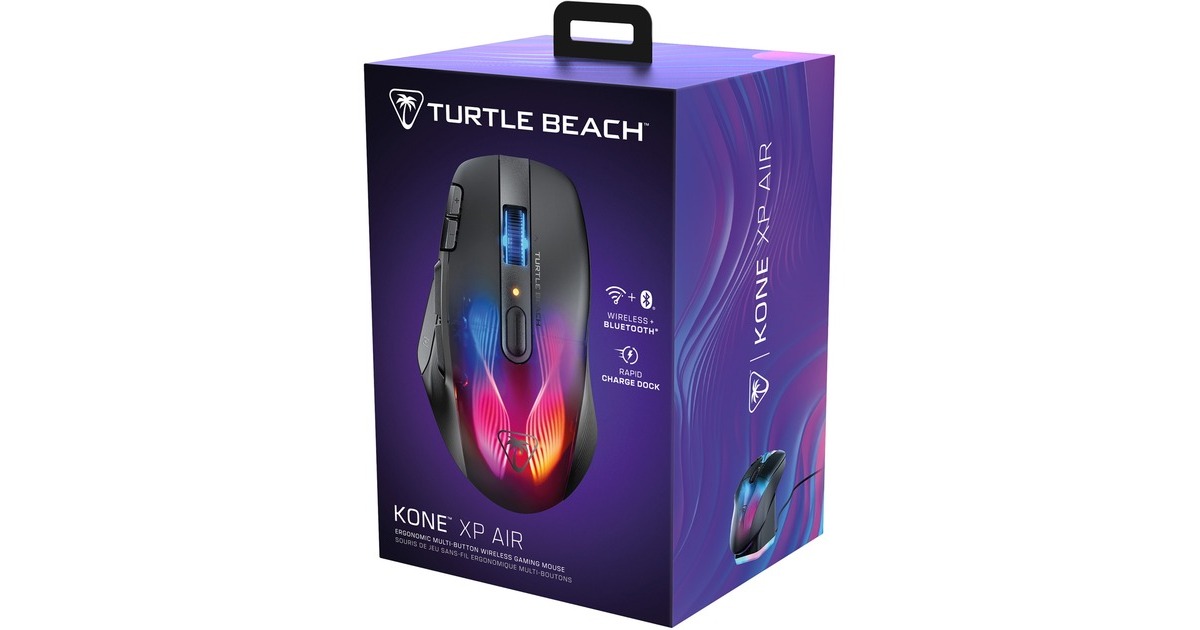 Turtle BeachKone XP Air gaming muis  (Zwart, USB-C / 2,4GHz / Bluetooth, 50 - 19.000 Dpi, RGB)