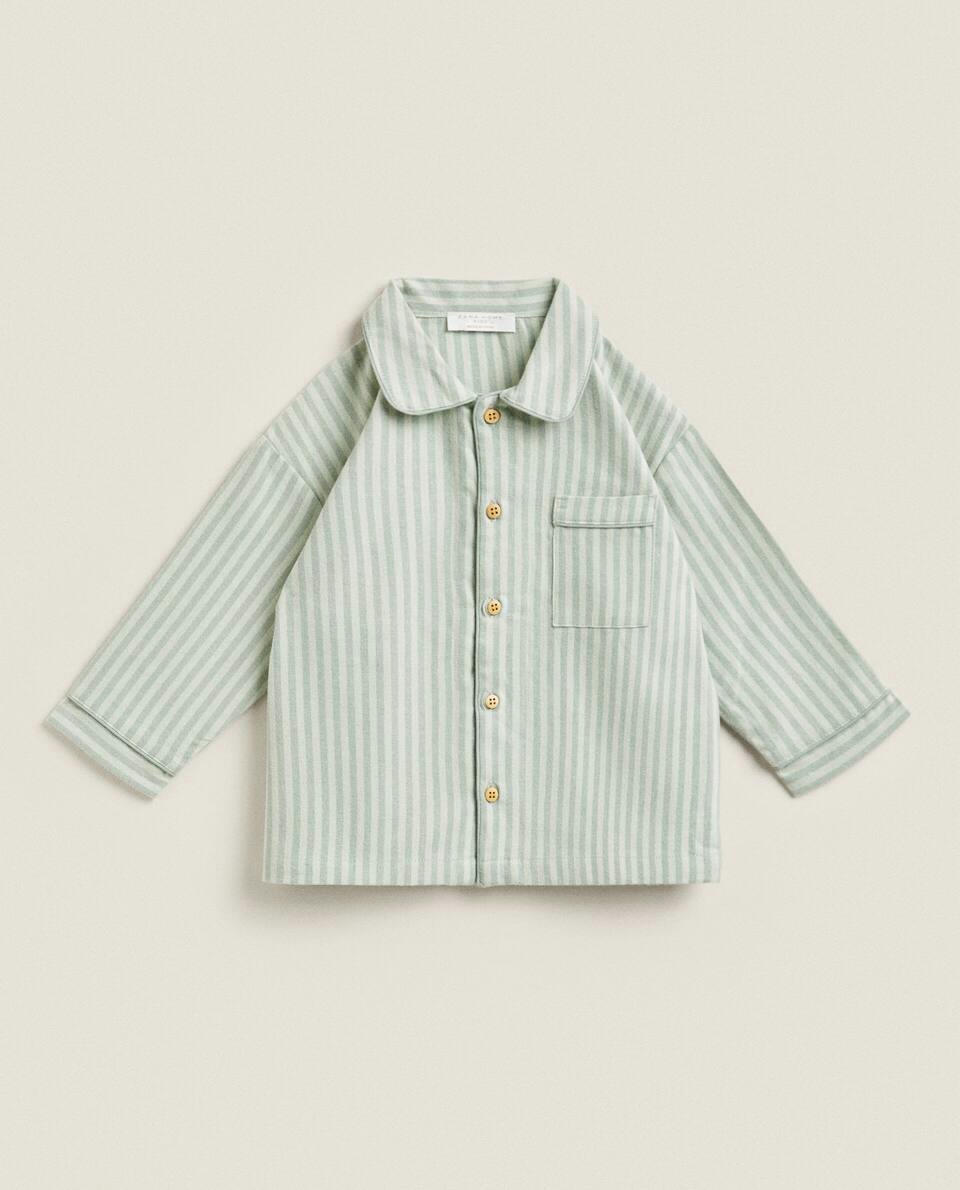 Conjunto de pijama infantil de flanela listrada