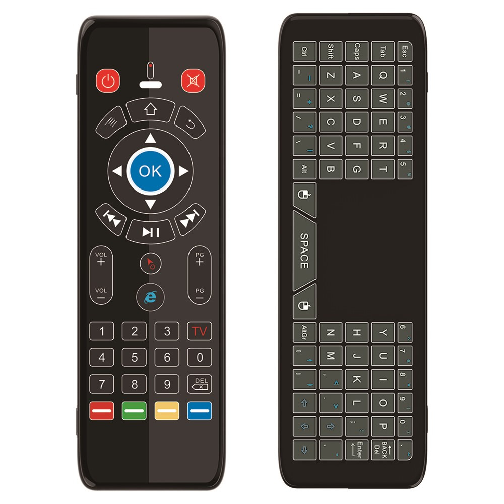 2.4 GHz Air Mouse Fernbedienung mit Keyboard   LED für Android TV Box / PC / Smart TV / Beamer / Laptop / HTPC / Mediaplayer - Schwarz