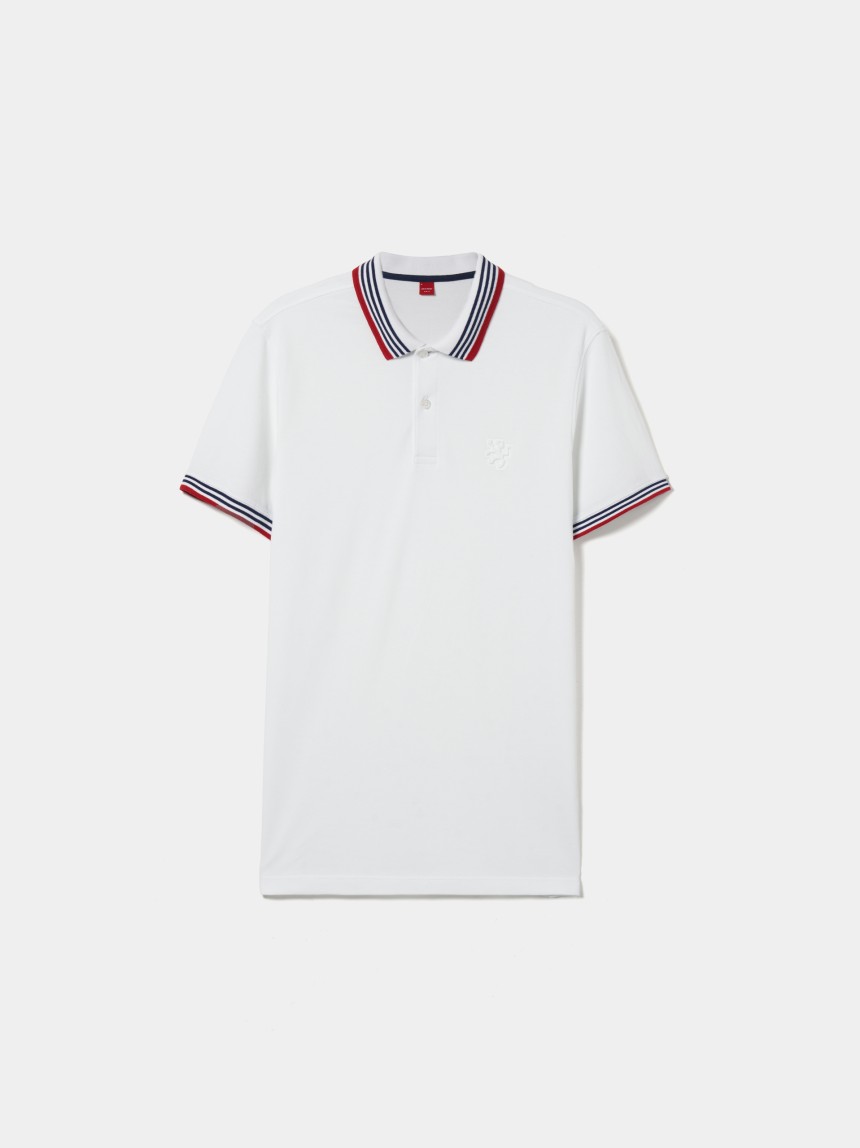 Polo piqué slim fit com riscas