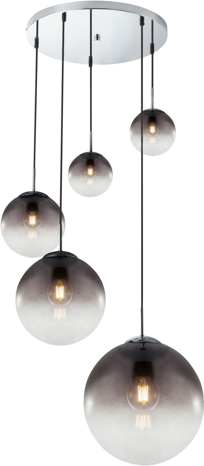 Pendelleuchte - rauchfarben-silber - 5-flammig