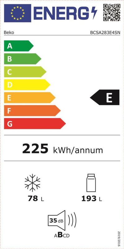 Beko - BCSA283E4SN - Koel-Vriescombinatie - Ingebouwd - 271 l - ProSmart™-invertercompressor