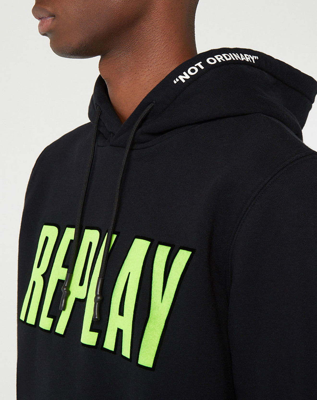 Replay Sweat 100% Coton Bio Logo Central Sport noir