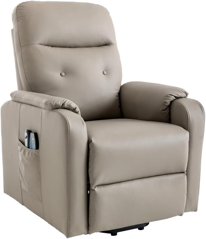 Poltrona de massagem reclinável elétrica Walnut com bolso lateral, ajustável e com função de aquecimento, ideal para adultos e idosos.