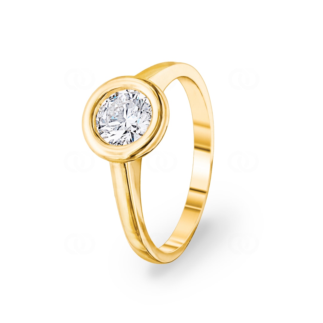 0.70 Karat GIA-Diamant Verlobungsring 750/18 K Gelbgold in Zargenfassung