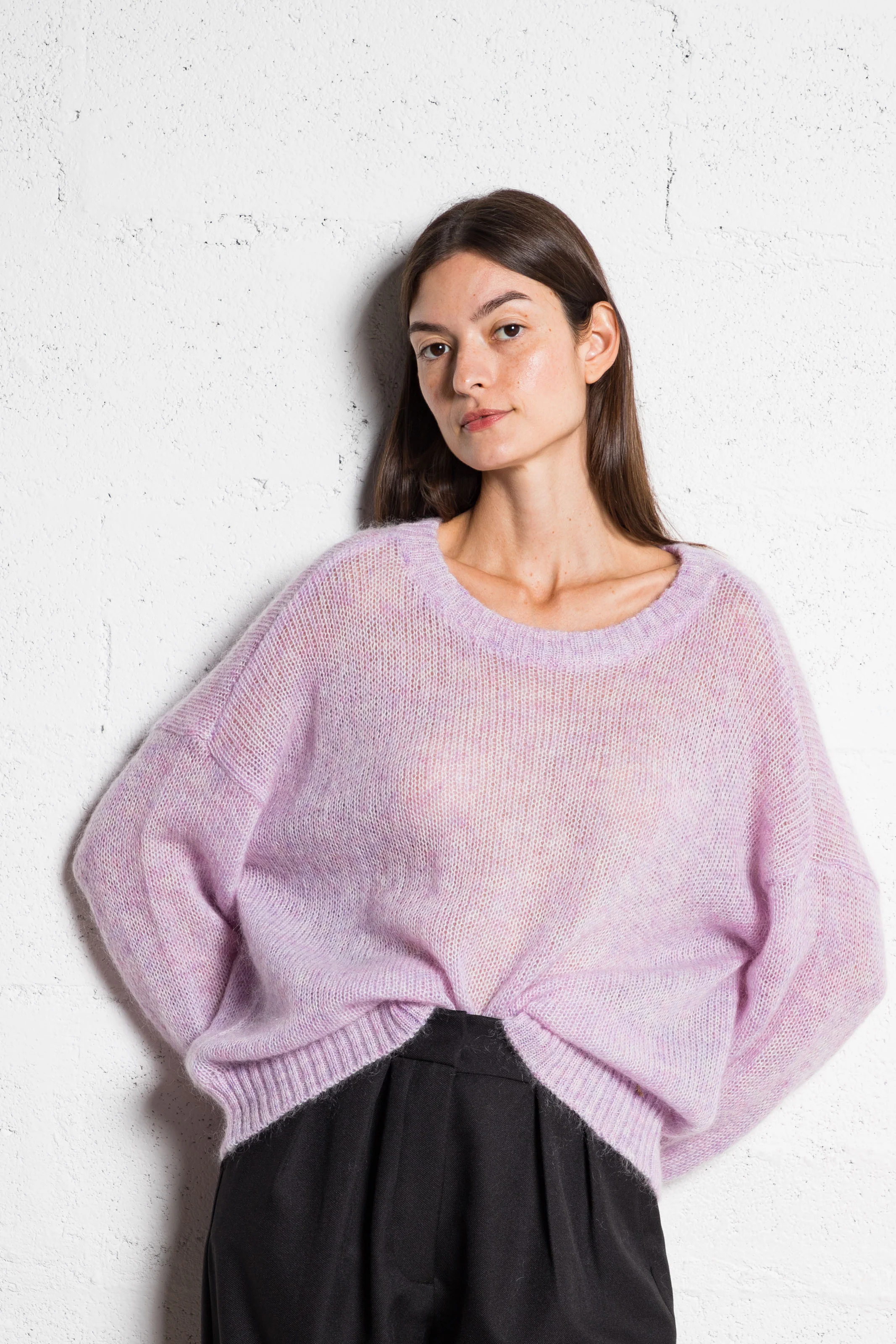 BULON - Pull ample en laine mélangée| Rose