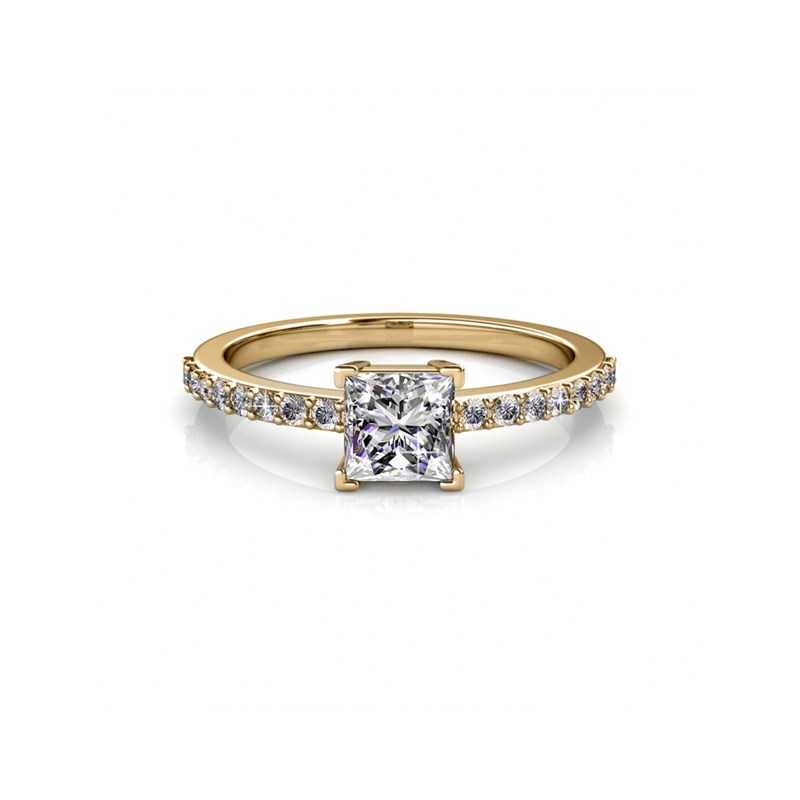 Bague Simple Square - Or et Cristal