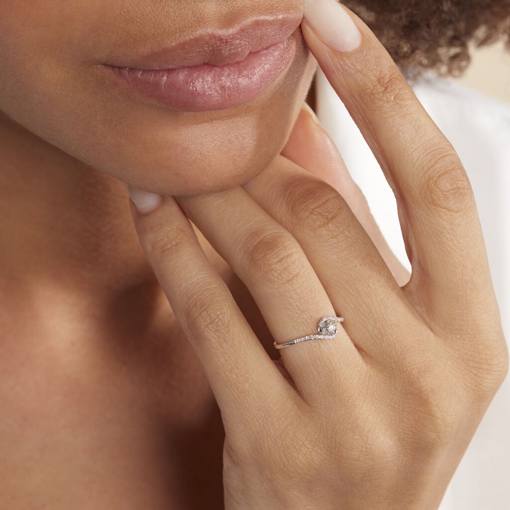 Bague Vrille Accompagnee Or Blanc Diamant