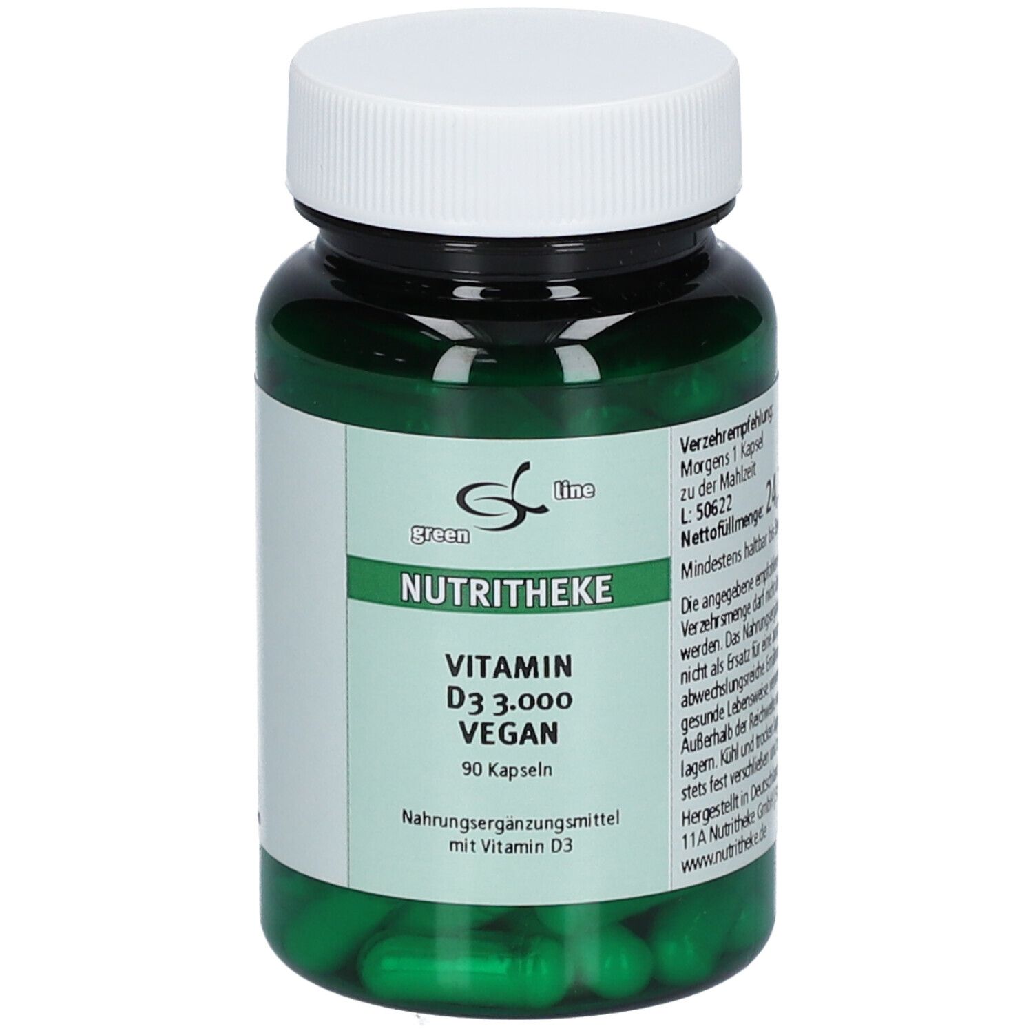 green line NUTRITHEKE Vitamin D3 3000 vegan