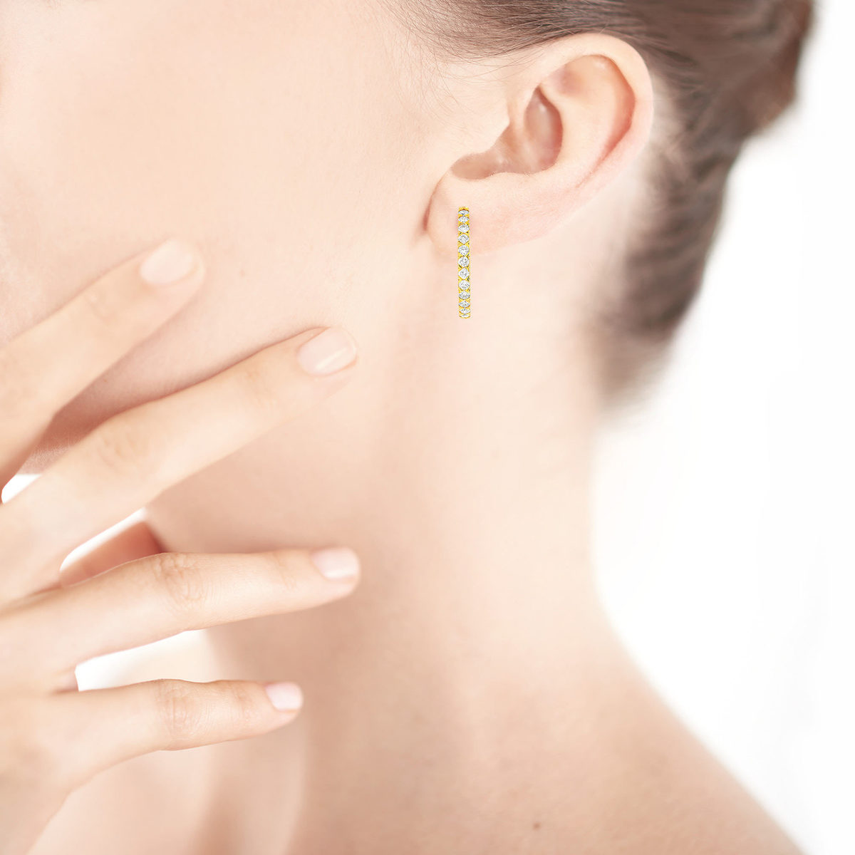 Créoles or 750 jaune diamants synthétiques 1 carat