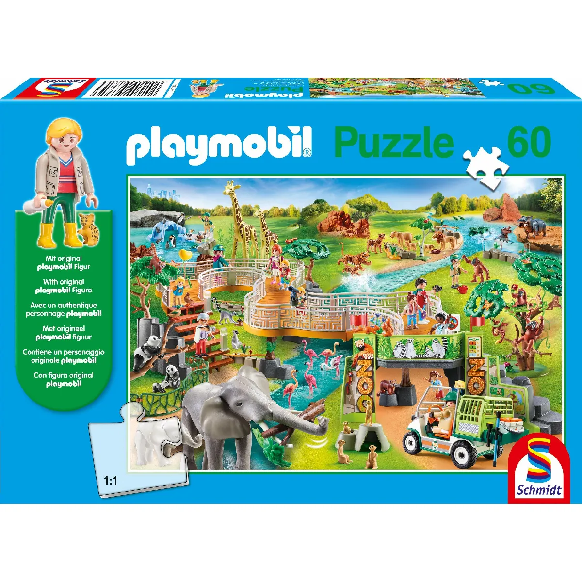 Schmidt Spiele Zoo, Puzzle Enfants avec Playmobil