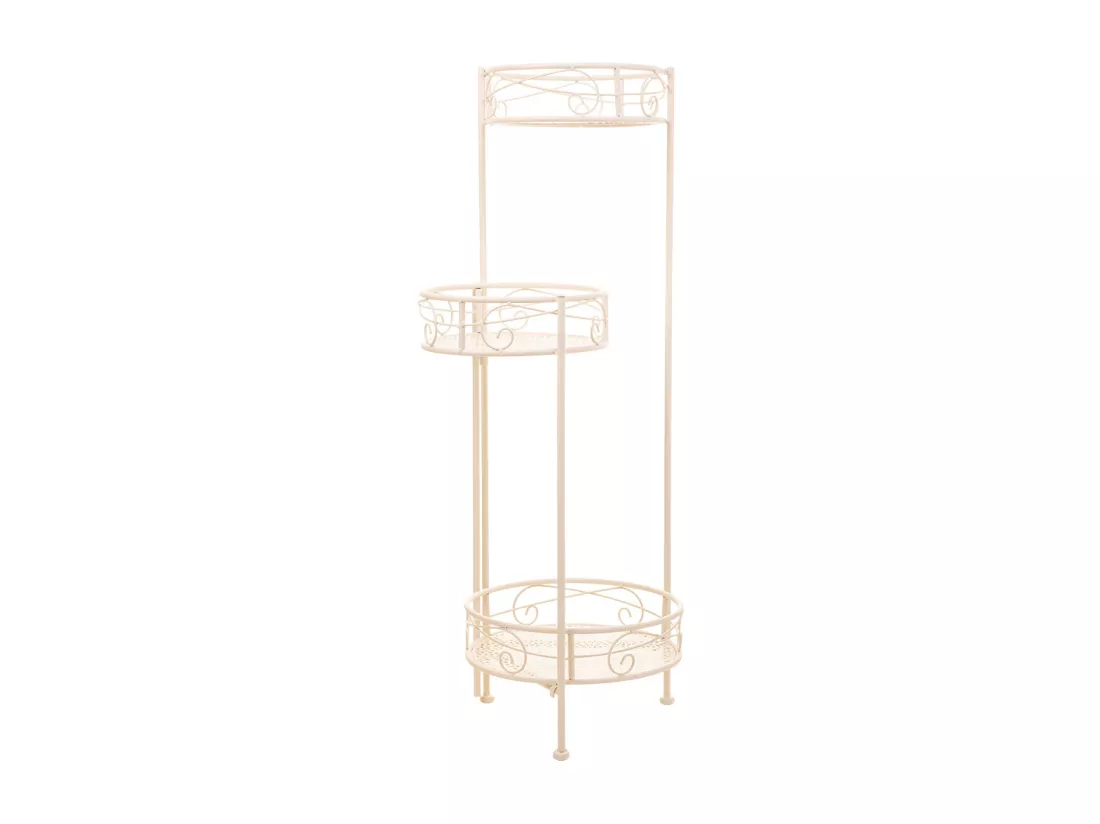 Support 3 casseroles en fer forgé blanc 30x25x90h cm