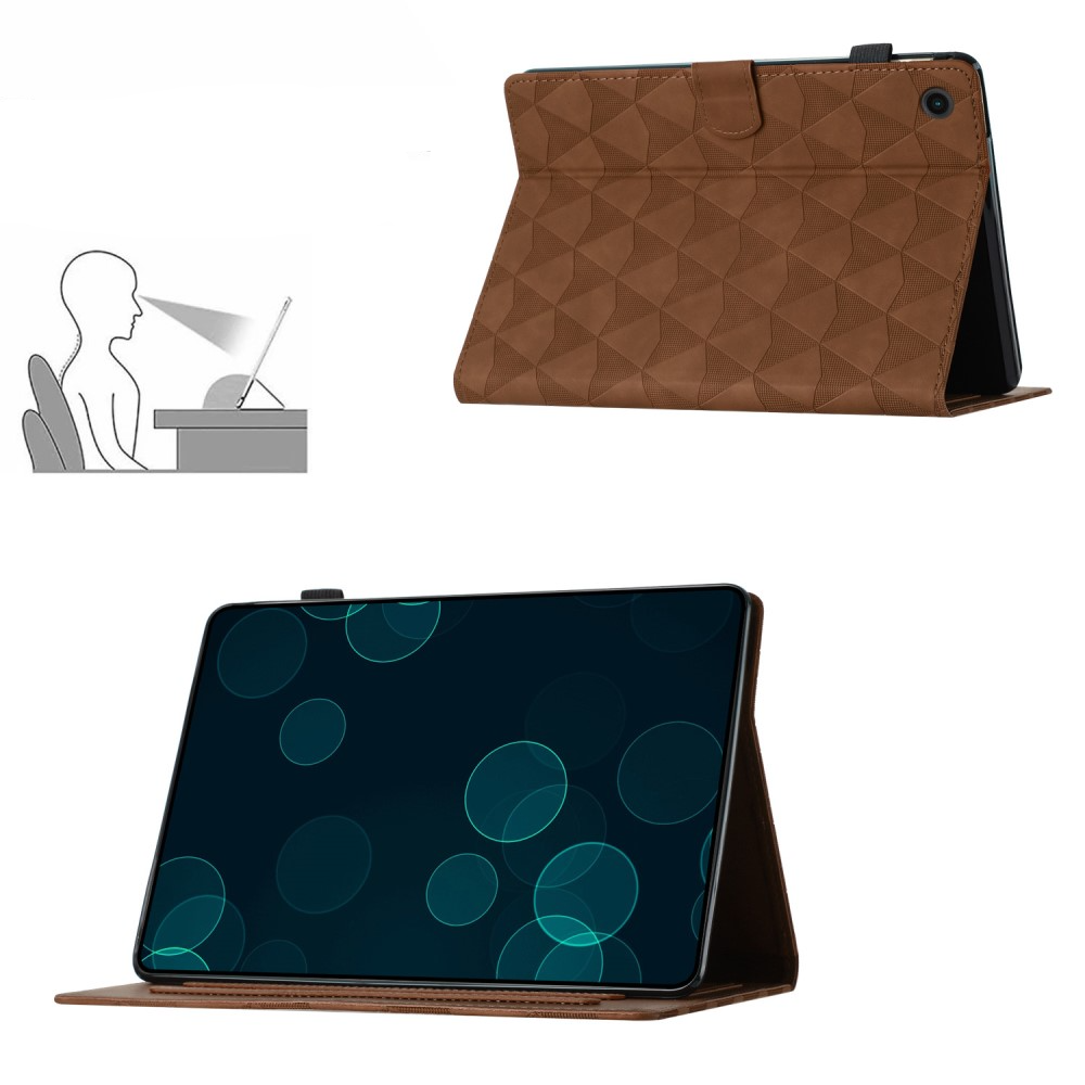 Samsung Galaxy Tab A11  Plus / A9  Plus Leder Tasche Flip Cover mit Magnetverschluss und Kartenfächern im Diamant Look - Braun