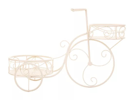 Vélo pour 2 pots de fleurs en fer forgé blanc 59x25x37h cm
