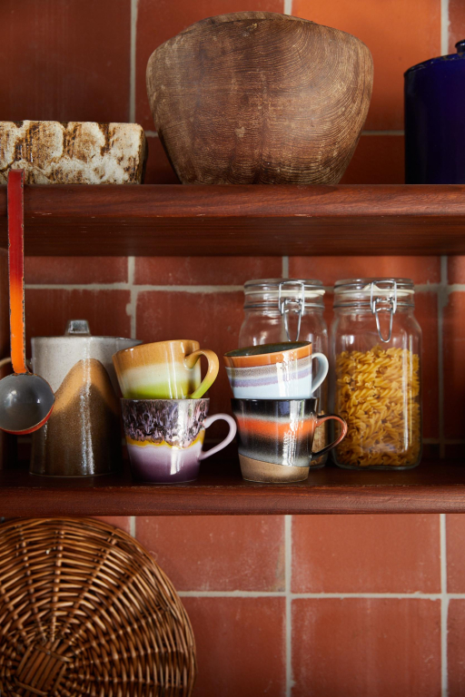 HKliving 70's Ceramic cappuccino mok set van 4 solid