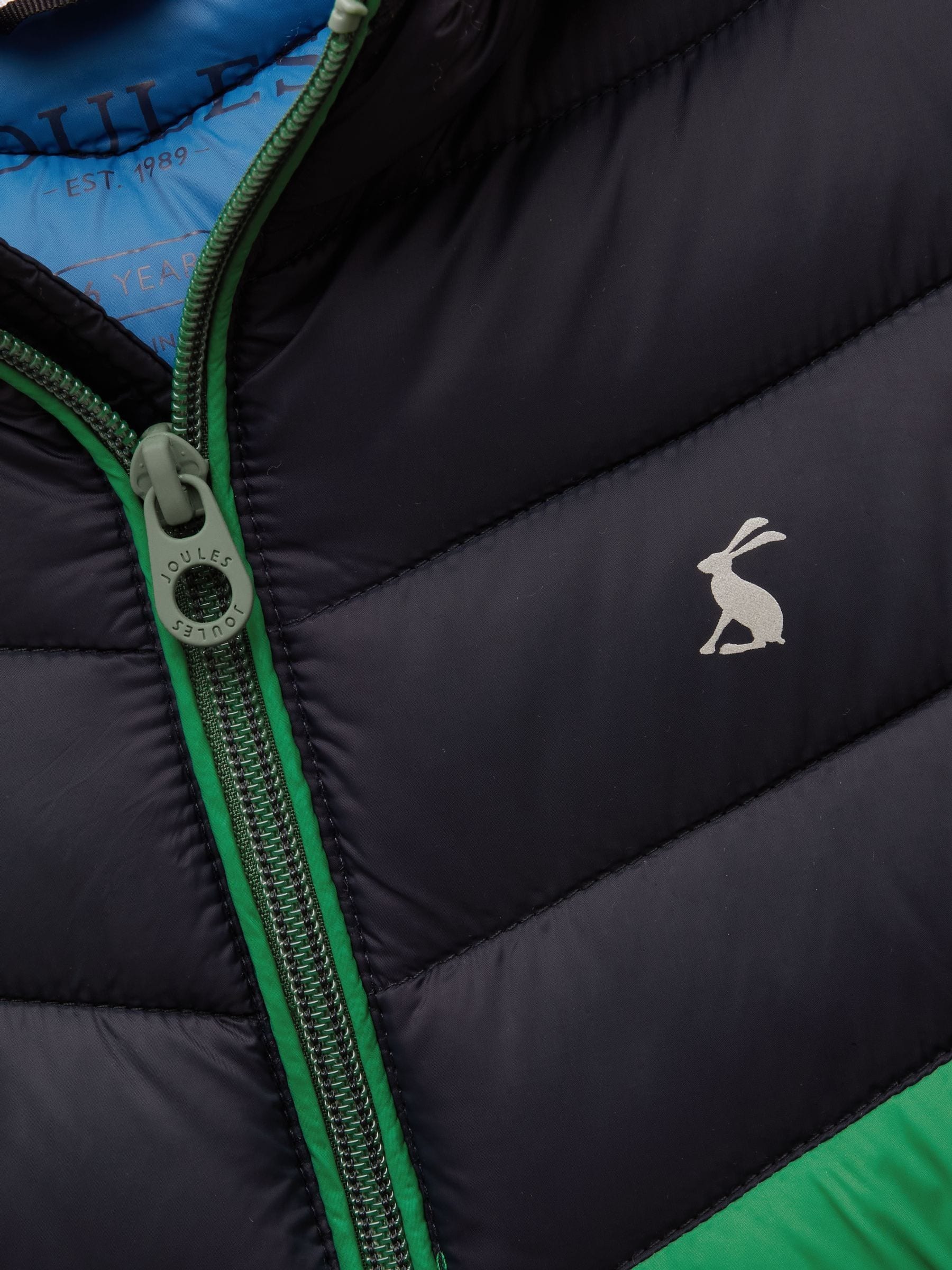 Donkerblauw colourblocking - Joules Cairn regenbestendige gewatteerde jas voor kinderen