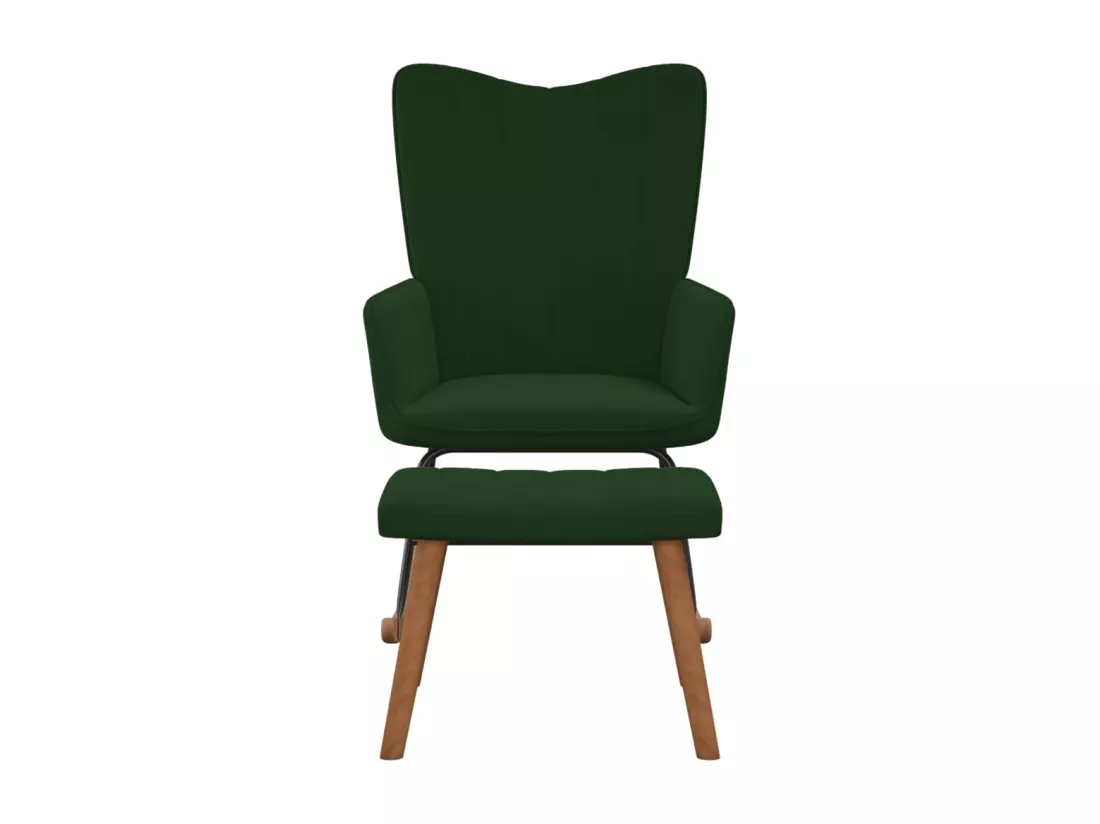 Chaise à bascule avec repose-pied Vert foncé Velours