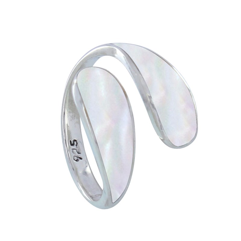 Bague Argent Double Goutte de Nacre Ivoire