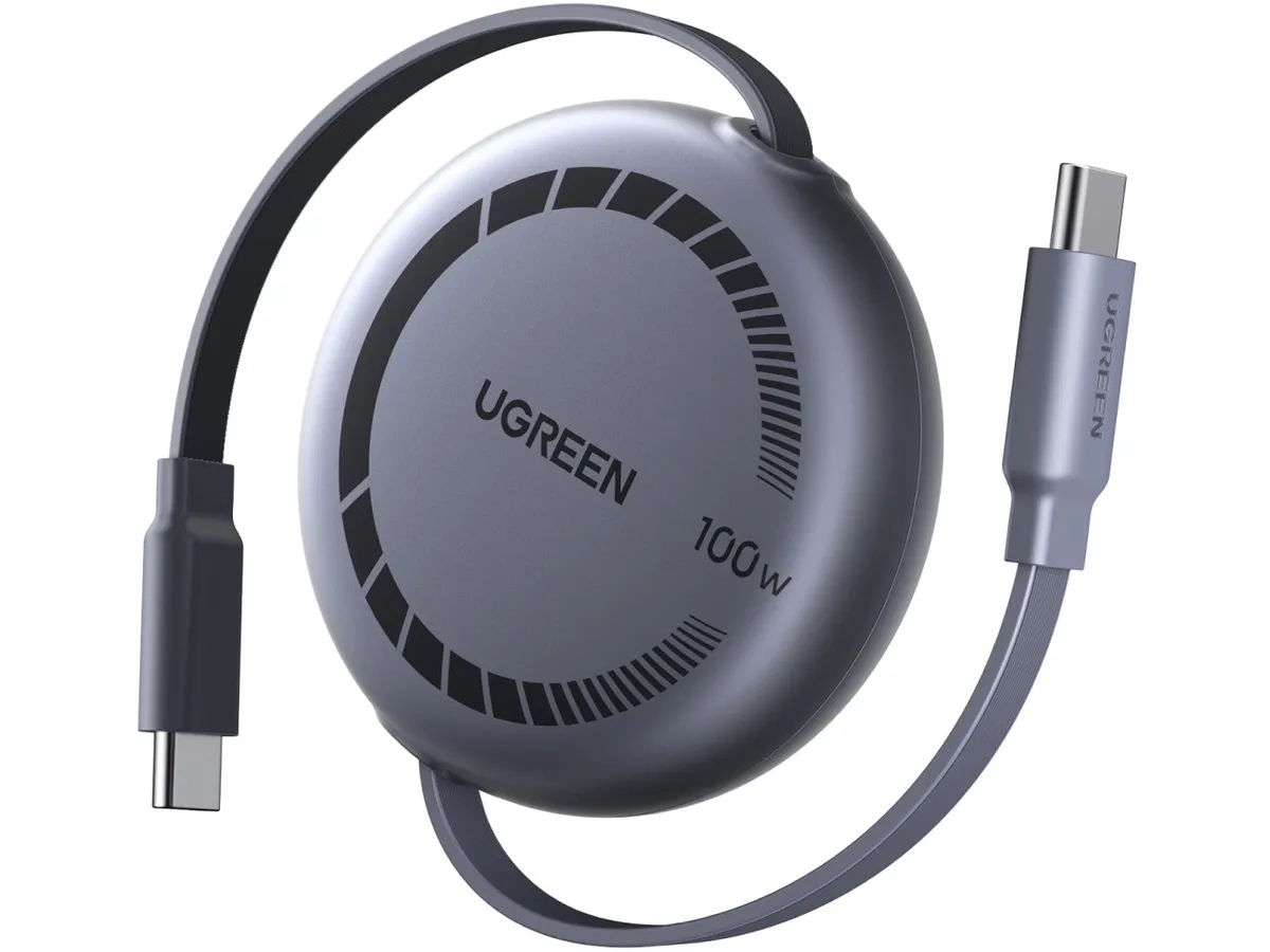 (1m) 100W Ausziehbares USB C auf USB C Ladekabel Datenkabel (65905) - Grau