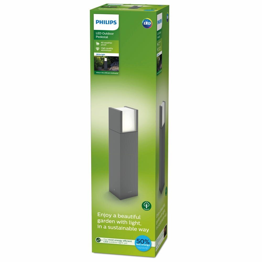 Philips LED Arbour padverlichting in antraciet, 3,8W, 800lm, IP44, 400mm