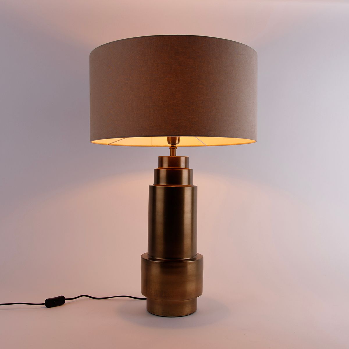 Tafellamp brons stoffen kap lichtbruin 50 cm - Bruut