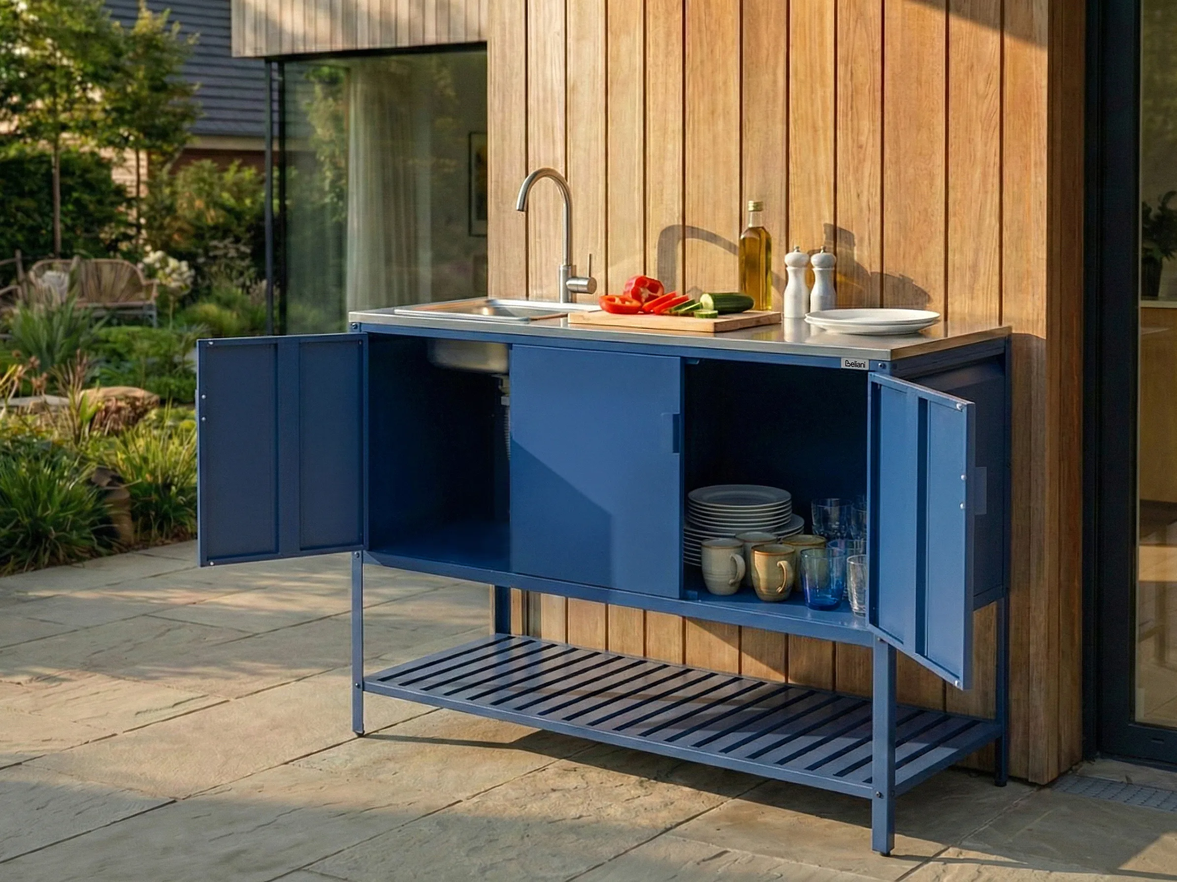 Tuin keukenkast met spoelbak MAENZA Metaal Blauw