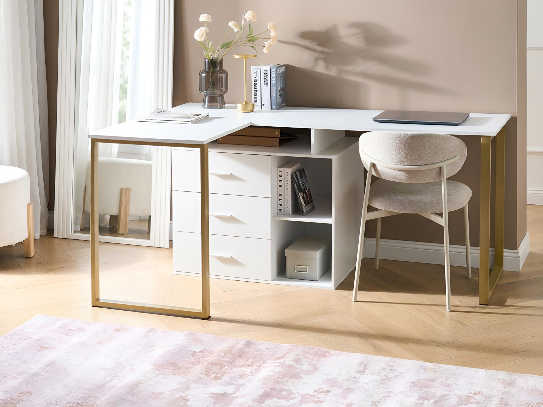 Verstelbaar bureau ASHMORE Wit 165/220 cm 55 cm