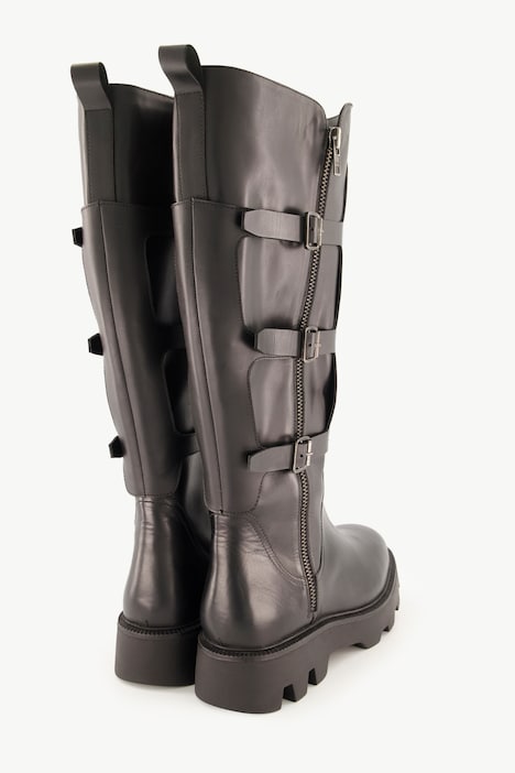 Leder-Bikerstiefel, XL-Schaft, Weite H