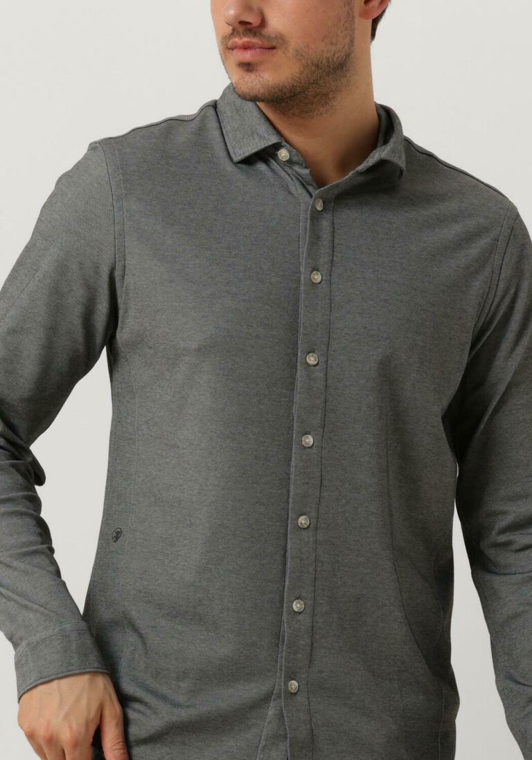 CAST IRON grijze cast iron casual overhemd long sleeve shirt cf tec 2 tone pique