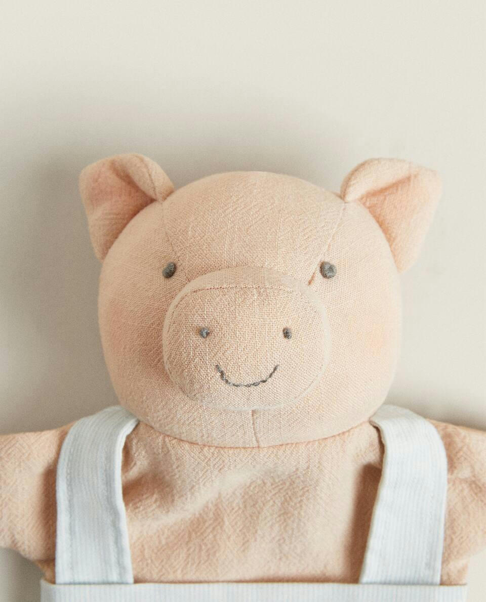 Conjunto infantil de três fantoches de porquinhos