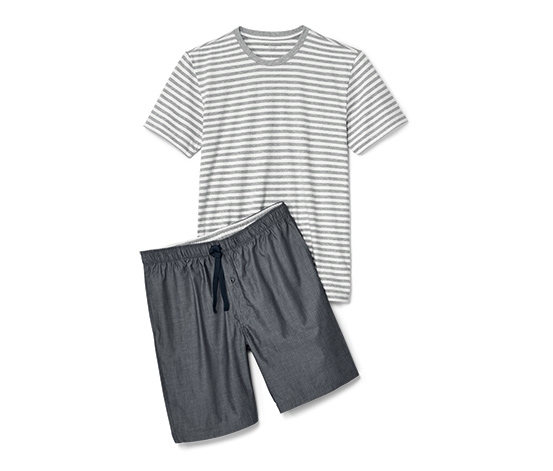 Shorty-Pyjama mit gewebter Hose
