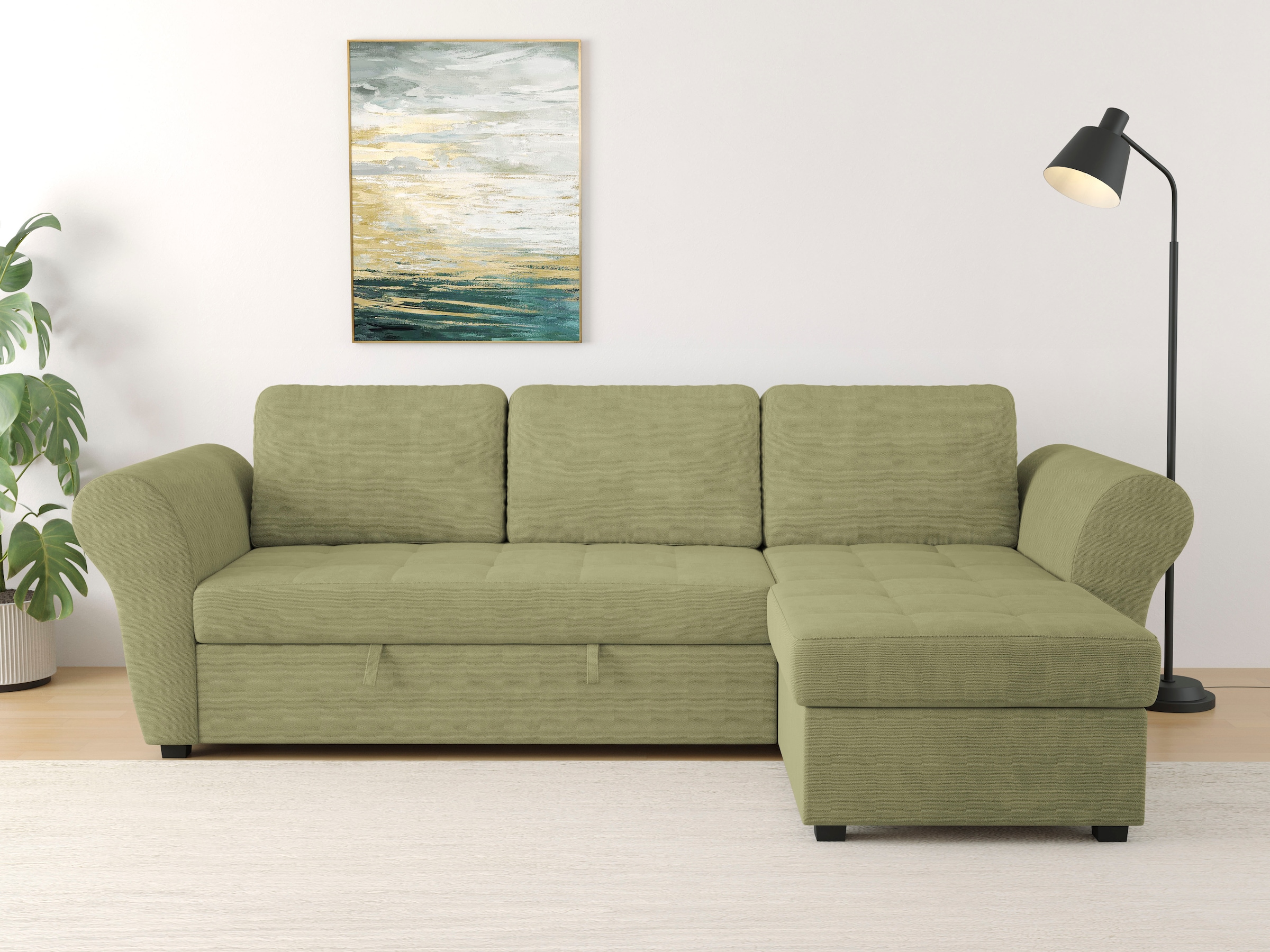 Trends by HG Ecksofa »Lasse L-Form, B: 259 cm« mit Bettfunktion & Bettkasten