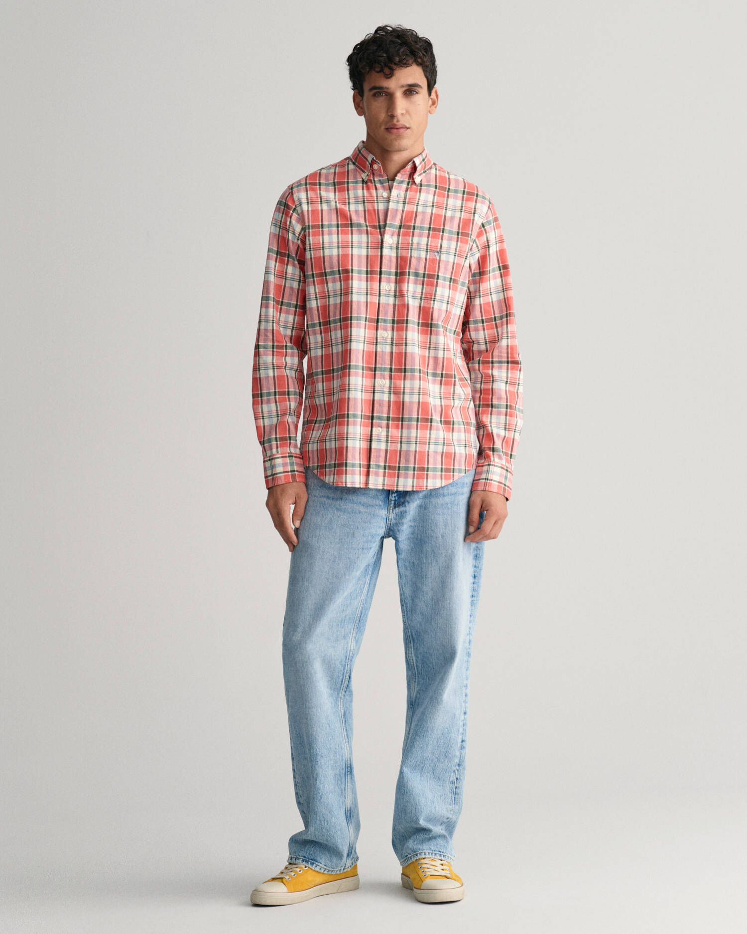 Gant| Herren Hemd mit Leinen REG COTTON LINEN CHECK SHIRT Regular Fit Langarm