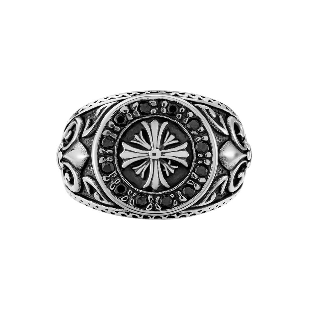 Bague Achille Acier Blanc Oxyde Noir