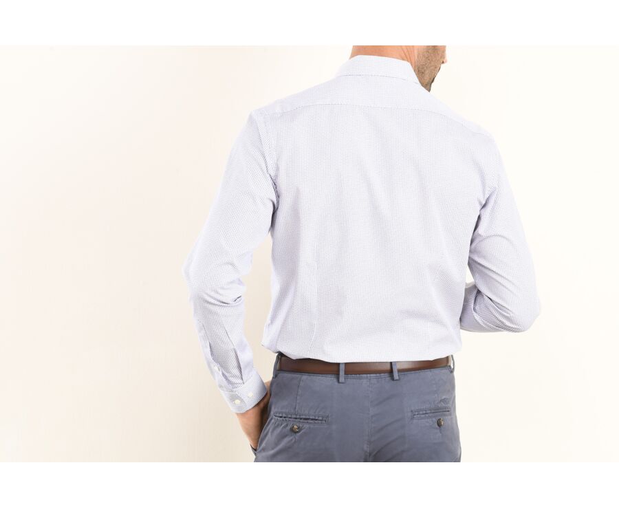 Chemise coton blanche imprimée navy et rouge - Col français - THOMASSIN