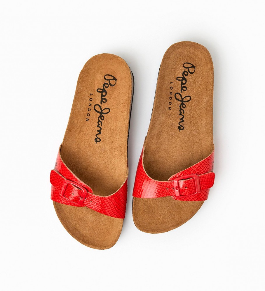 Sandálias anatômicas Pepe Jeans Oban Ferrara, vermelhas