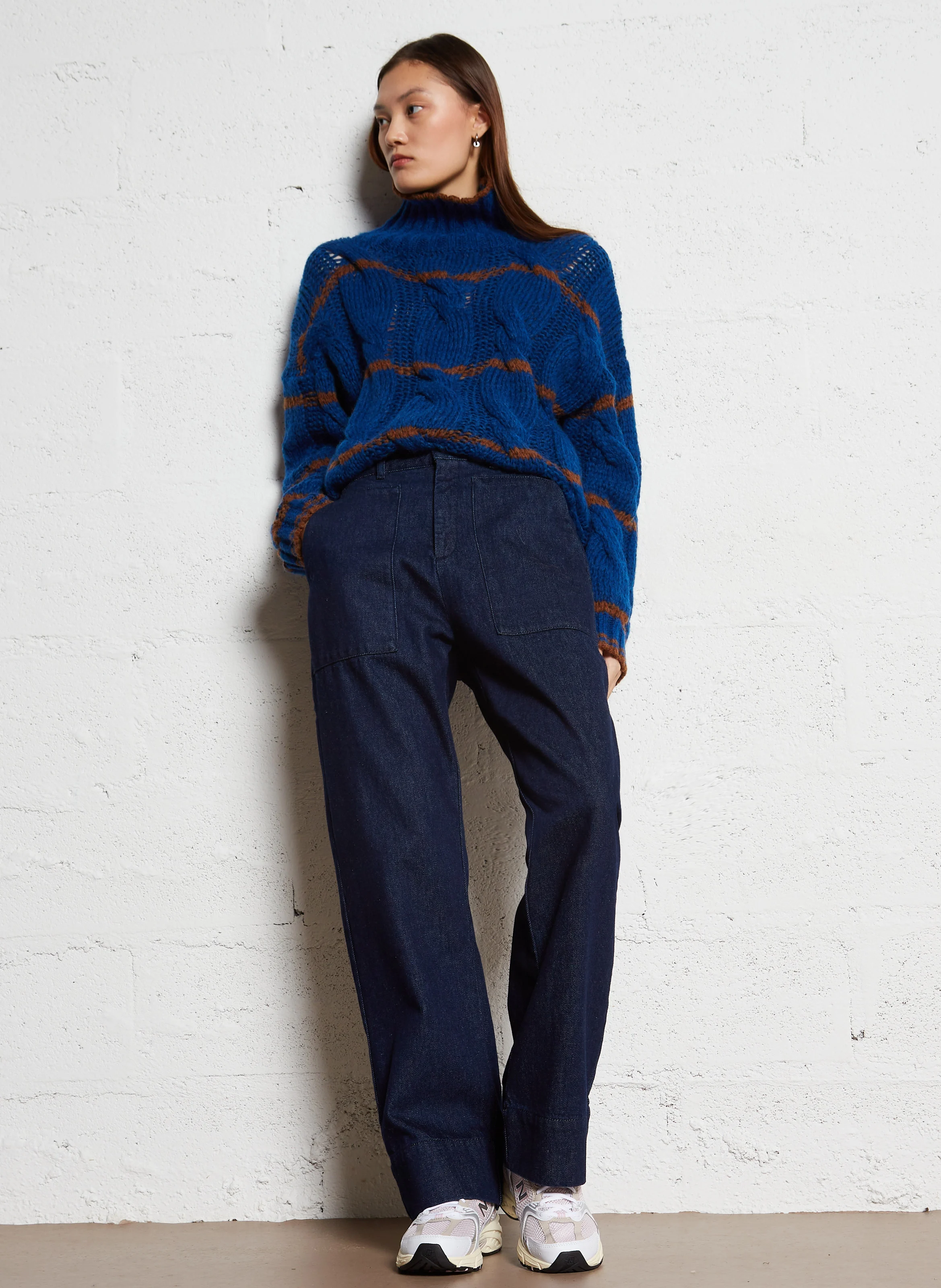 FERNAND - Jean droit taille haute en coton | Bleu