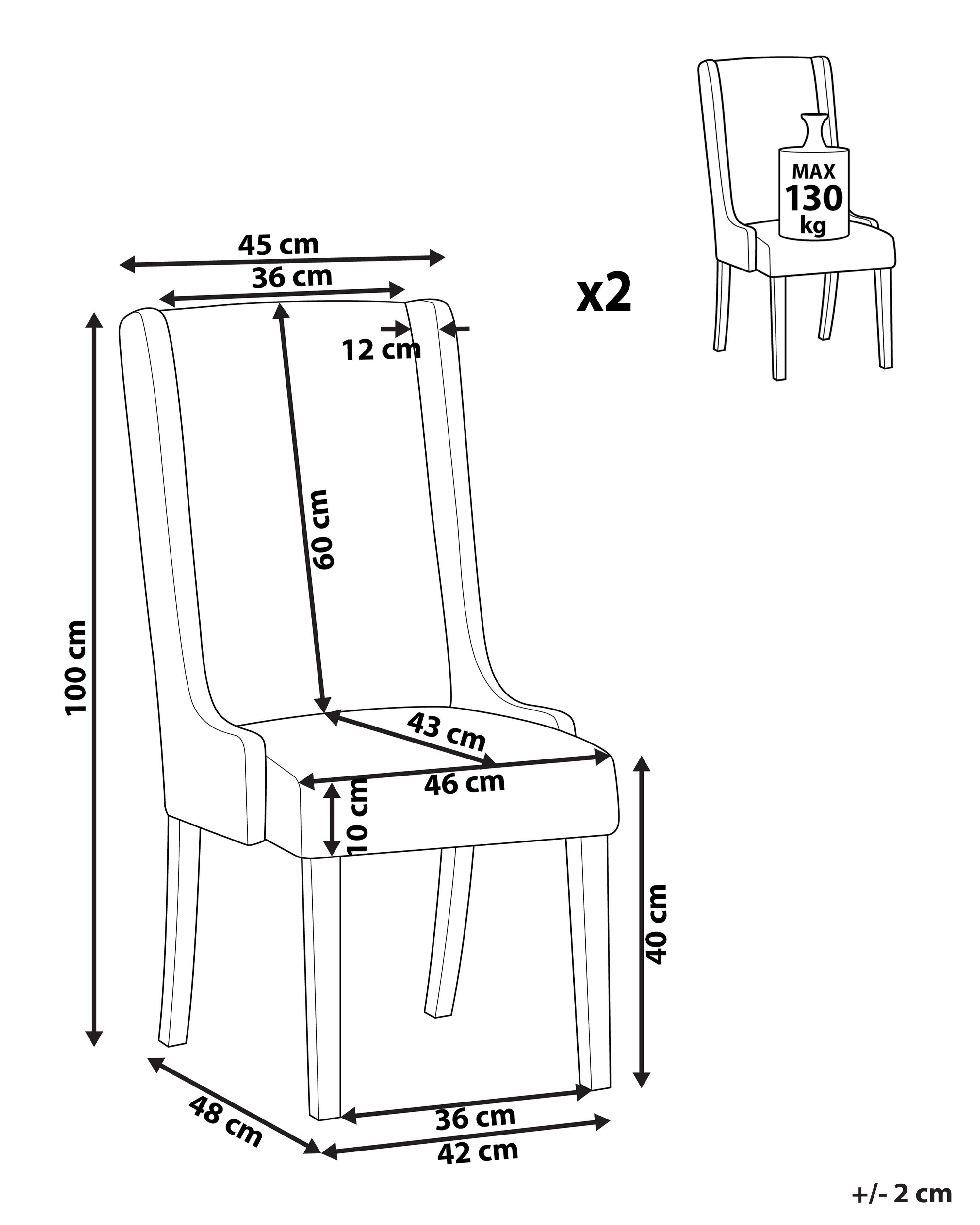 Set van 2 eetkamerstoelen CHAMBERS Katoen Lichtgrijs