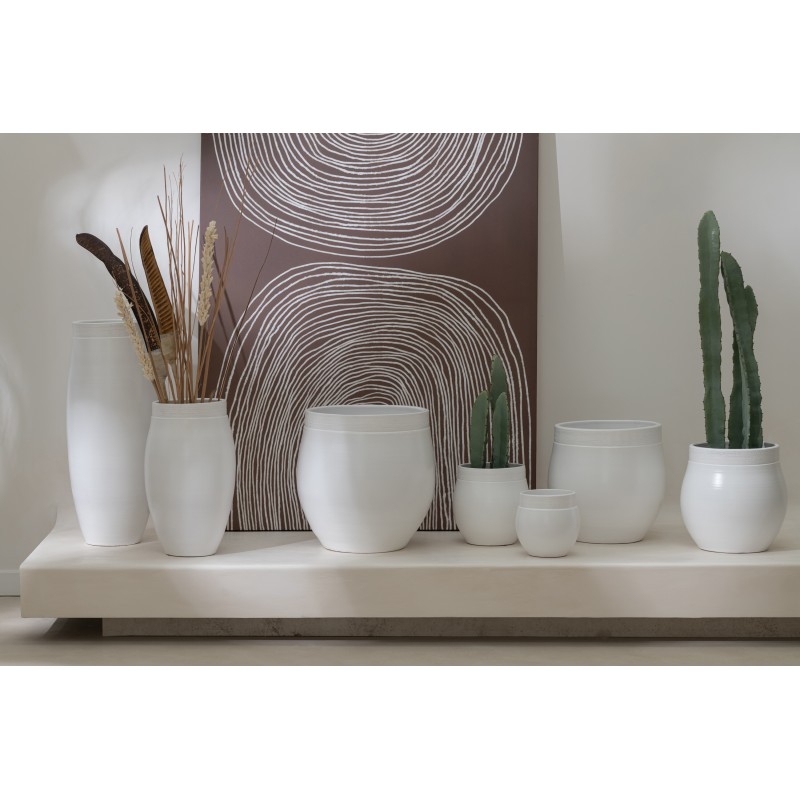 Vase long en céramique blanc 22x22x37 cm
