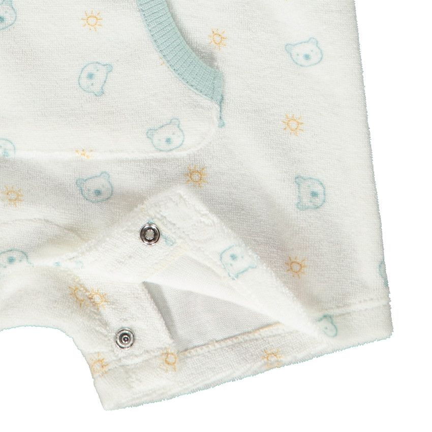 Combinaison courte en éponge imprimé oursons pour bébé garçon - Ecru