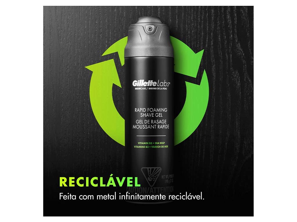 GEL DE BARBEAR COM ESPUMA RÁPIDA GILLETTE LABS 198 ML
