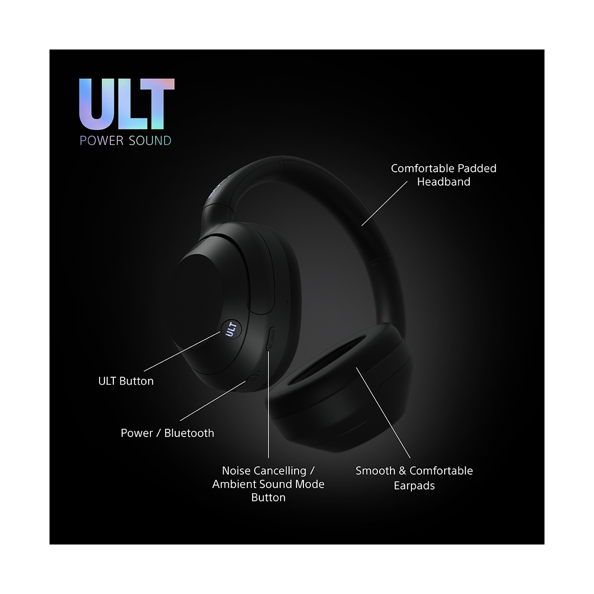Sony ULT Wear trådløse around-ear hodetelefoner (sort)
