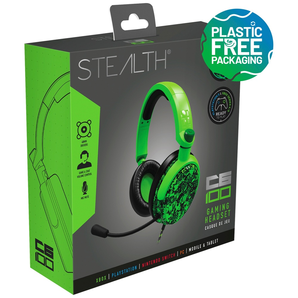 Stealth C6-100 Gaming-Headset für Xbox, PS4/PS5, Switch, PC & Mobilgeräte – Grünes Digital-Tarnmuster