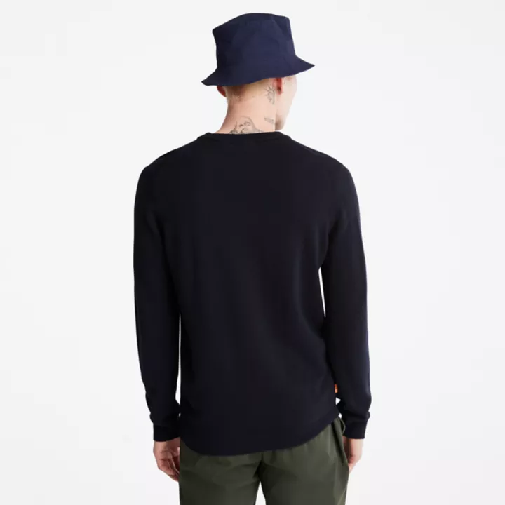 Suéter Cohas Brook de gola redonda para homens na cor azul marinho.