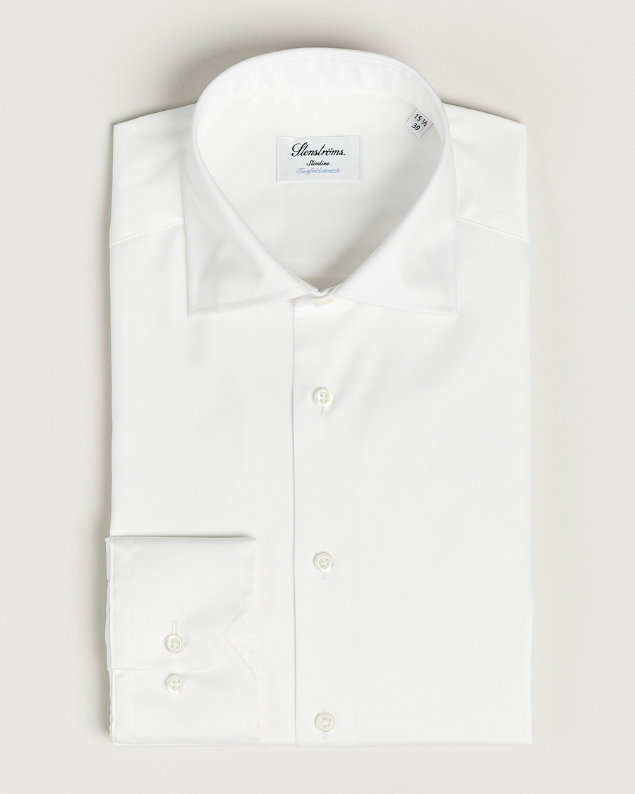 Stenströms Fitted Body Twofold Stretch Shirt White