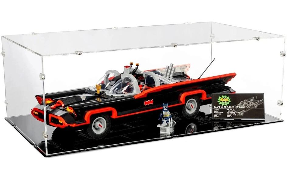 Baukasten Acryl-Display für LEGO 76328 BatmobilAcry-Display-Box mit schwarzem Boden für LEGO Batman: Batmobil aus der 60er-TV-Serie