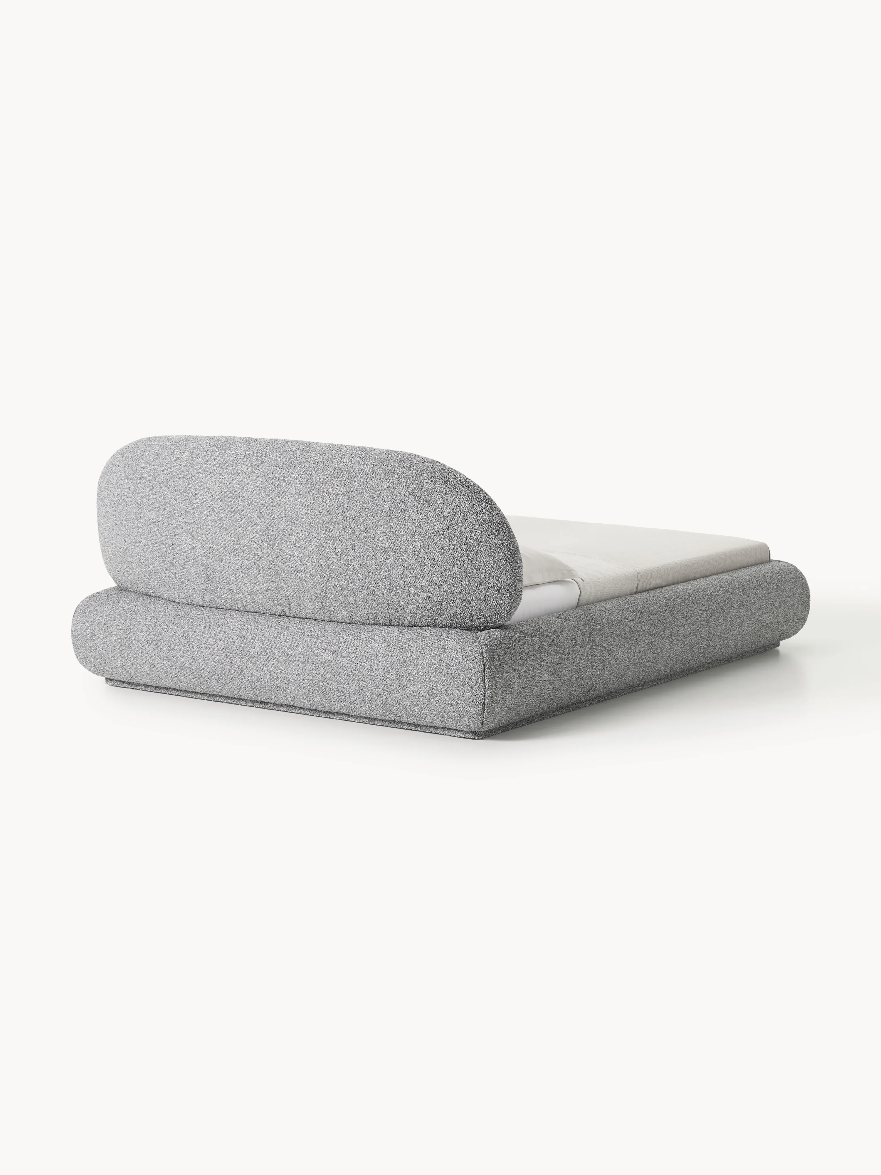 Bouclé gestoffeerd bed Alba met opbergruimte